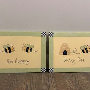 Bee Canvas Art: Busy Bee & Bee Happy by Wendy Bellissimo